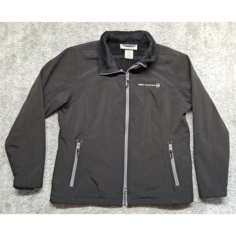Free Country Jackets Womens Large Soft Shell Mock Neck Pockets Full Zip Lined